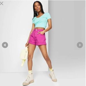 Hot pink high-rise shorts